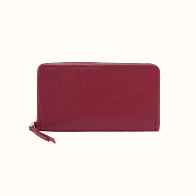 Cass Large Wallet In Pebbled Leather - Wine