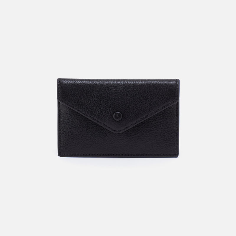 Goldie Card Case In Pebbled Leather - Black