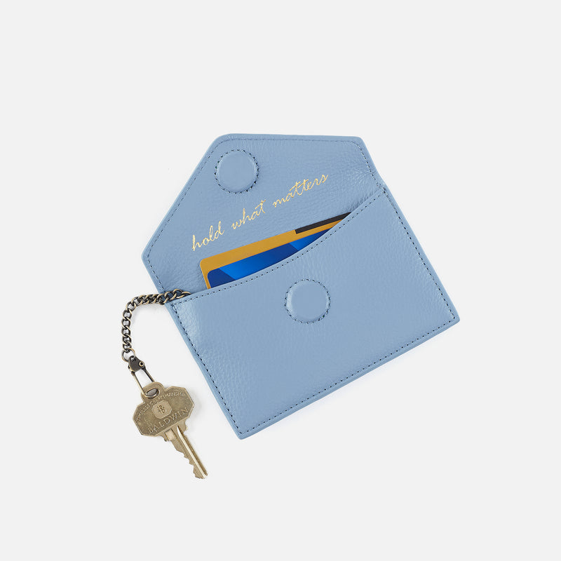 Goldie Card Case In Pebbled Leather - Seabreeze