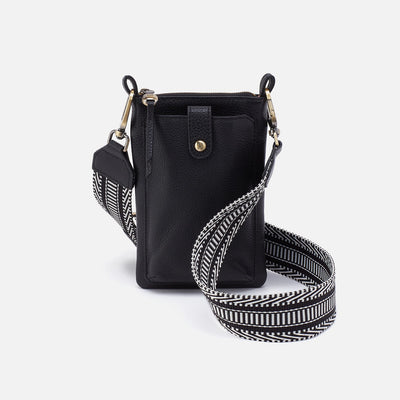 Cia Phone Crossbody in Pebbled Leather - Black