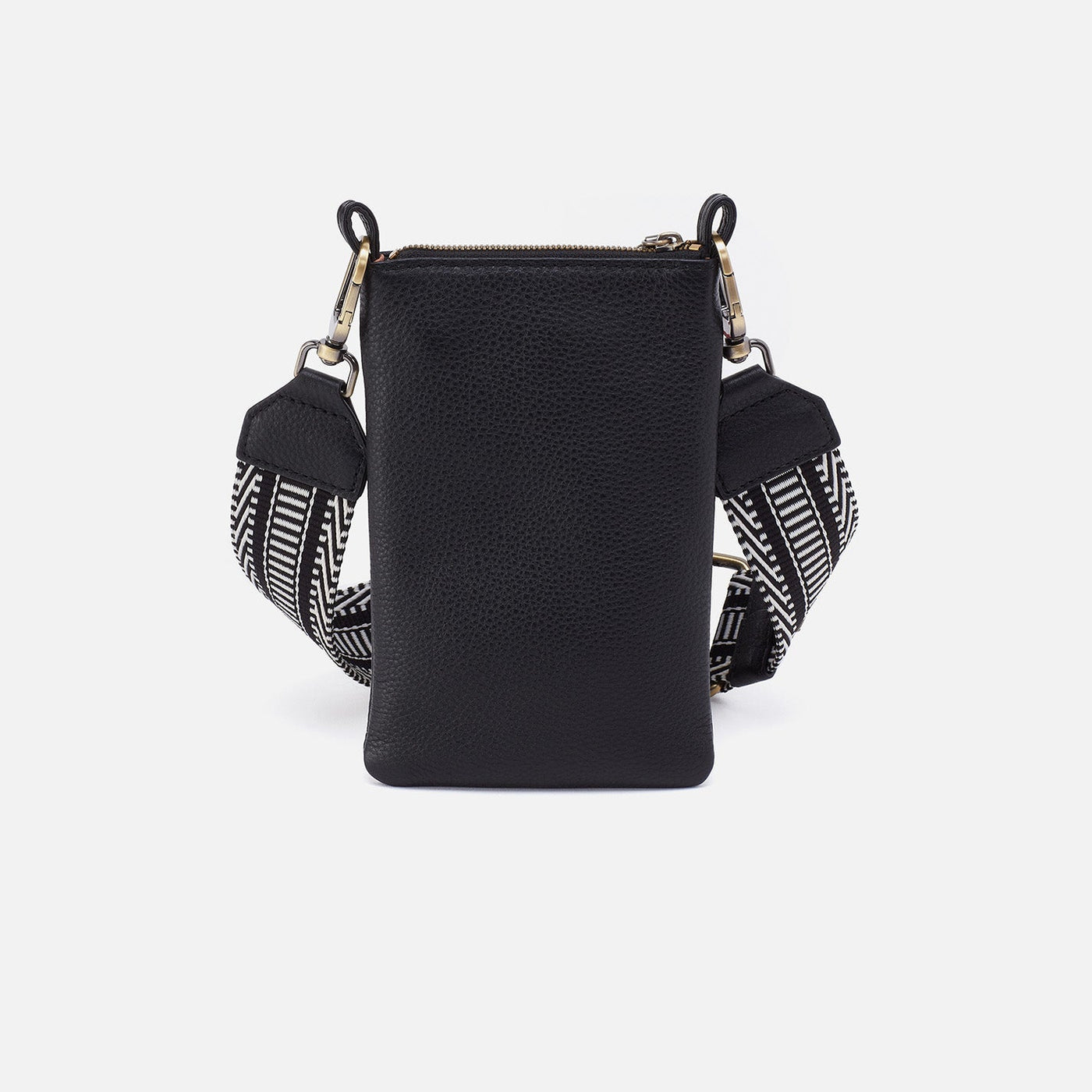Cass Phone Crossbody in Pebbled Leather - Black