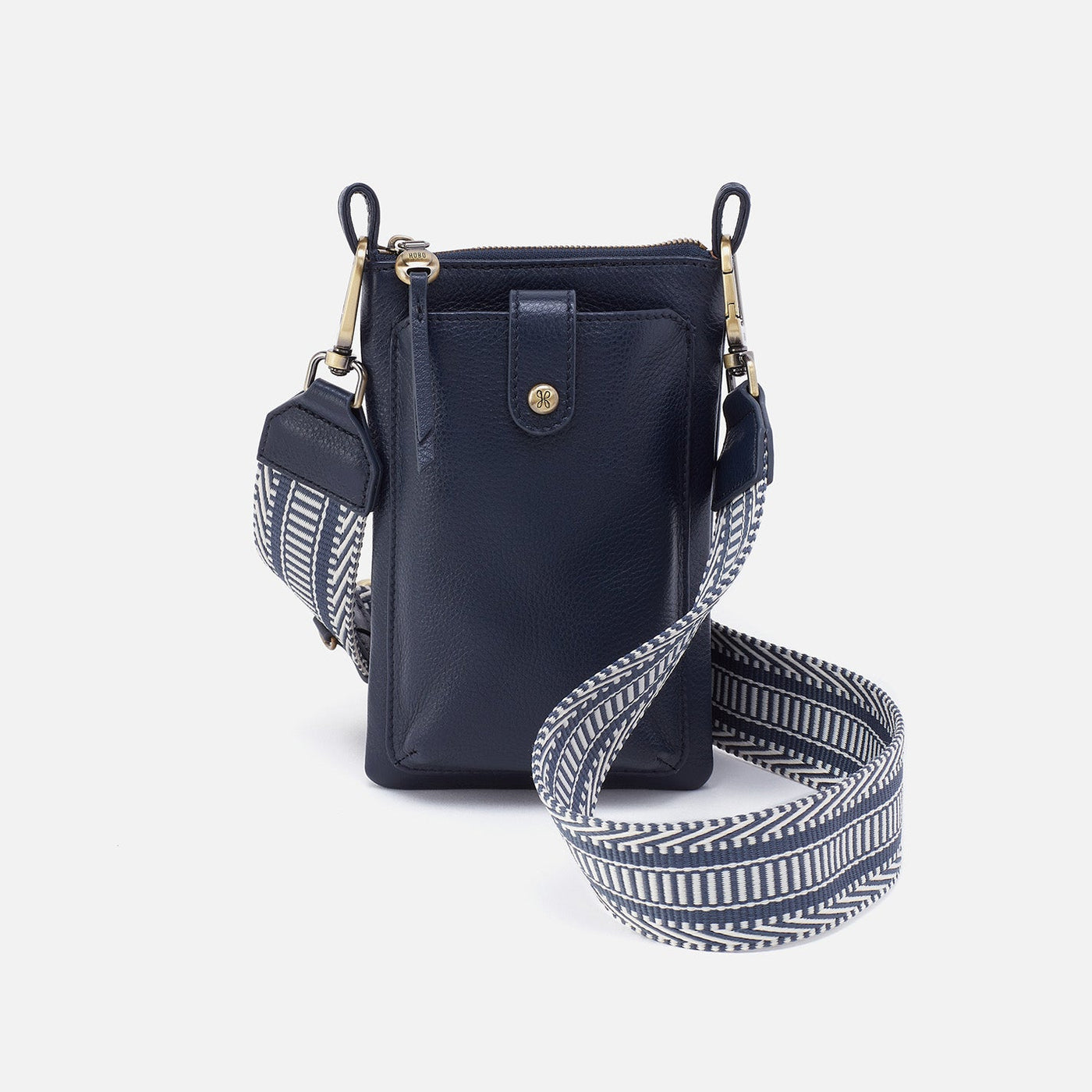 Cia Phone Crossbody in Pebbled Leather - Sapphire