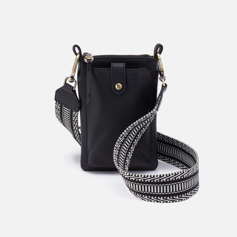 Cass Phone Crossbody In Pebbled Leather - Black