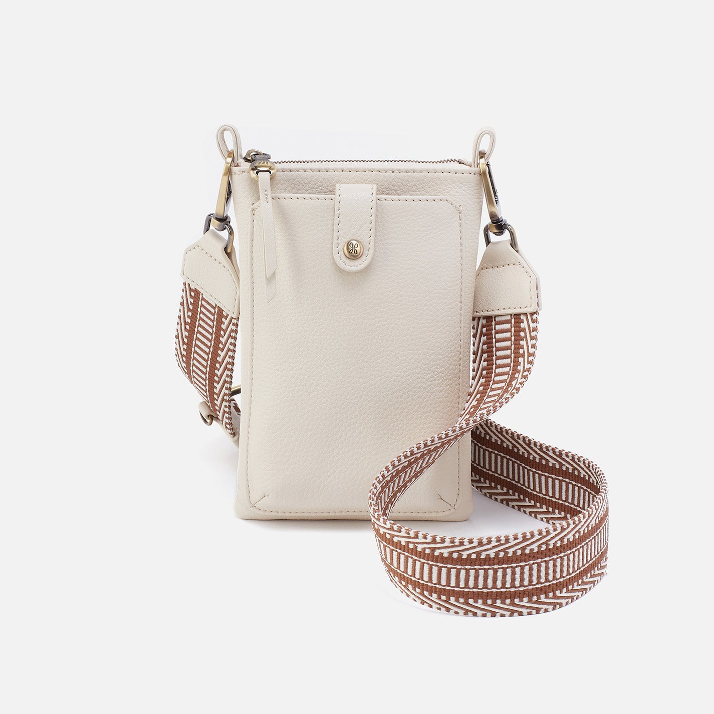 Cass Phone Crossbody In Pebbled Leather Ivory HOBO