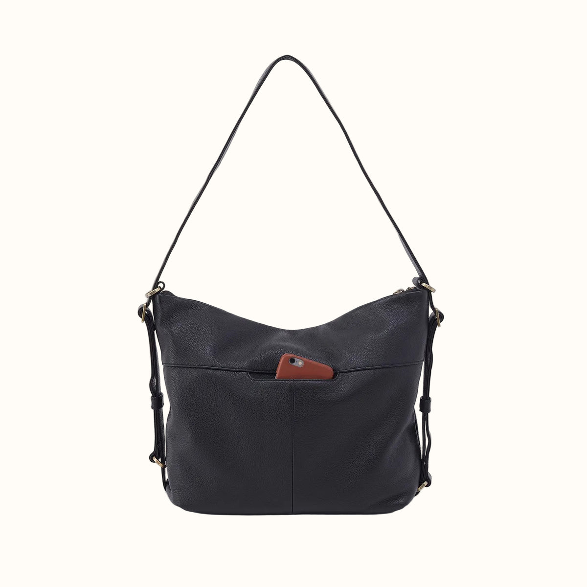 Emily Convertible Backpack in Pebbled Leather - Black
