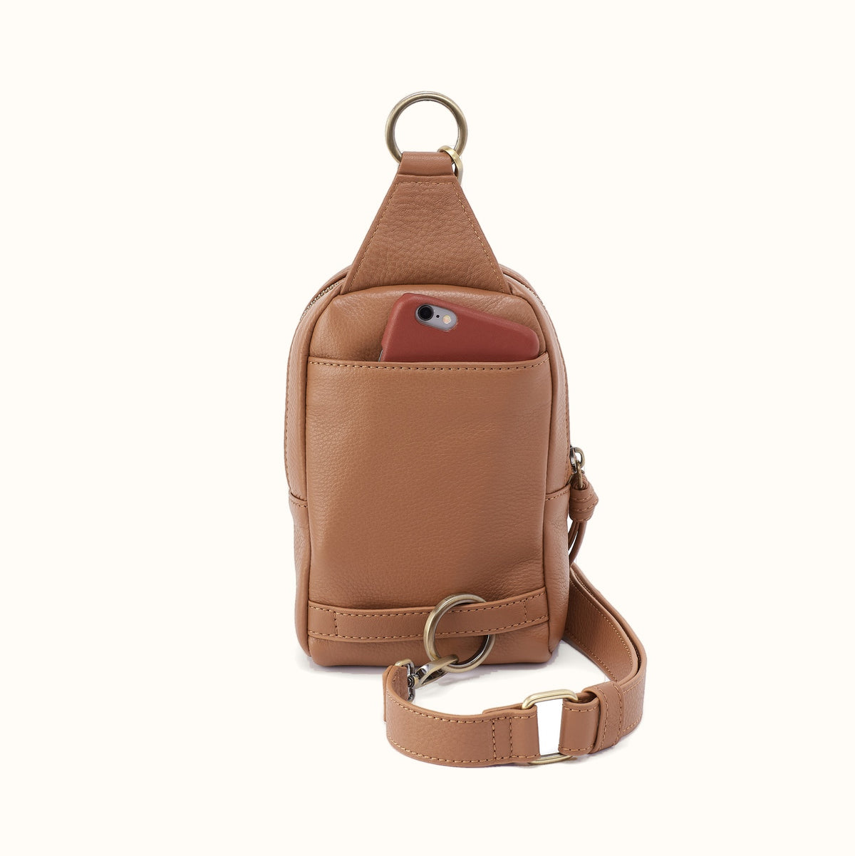 Cass Small Sling In Pebbled Leather - Brown Sugar