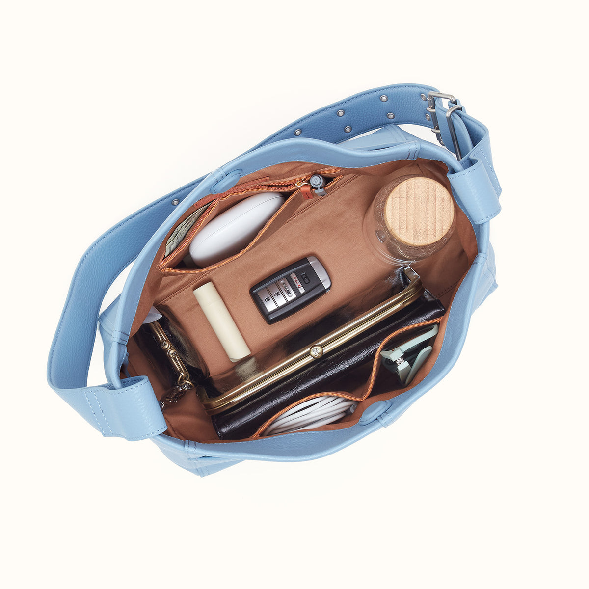 Render Shoulder Bag In Pebbled Leather - Seabreeze
