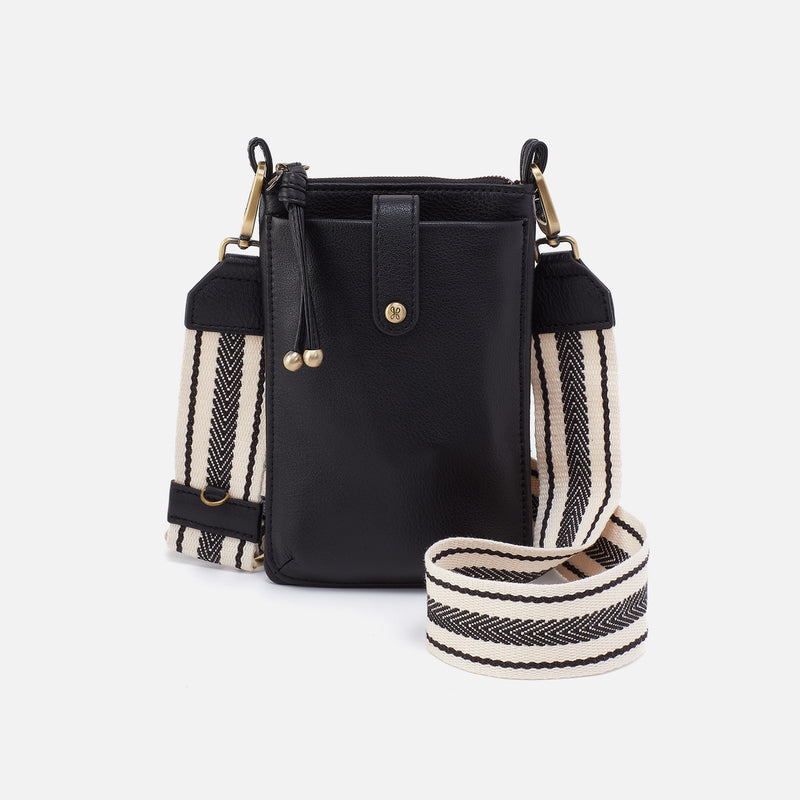 Cass Phone Crossbody In Pebbled Leather - Black