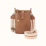 Cass Phone Crossbody In Pebbled Leather - Brown Sugar