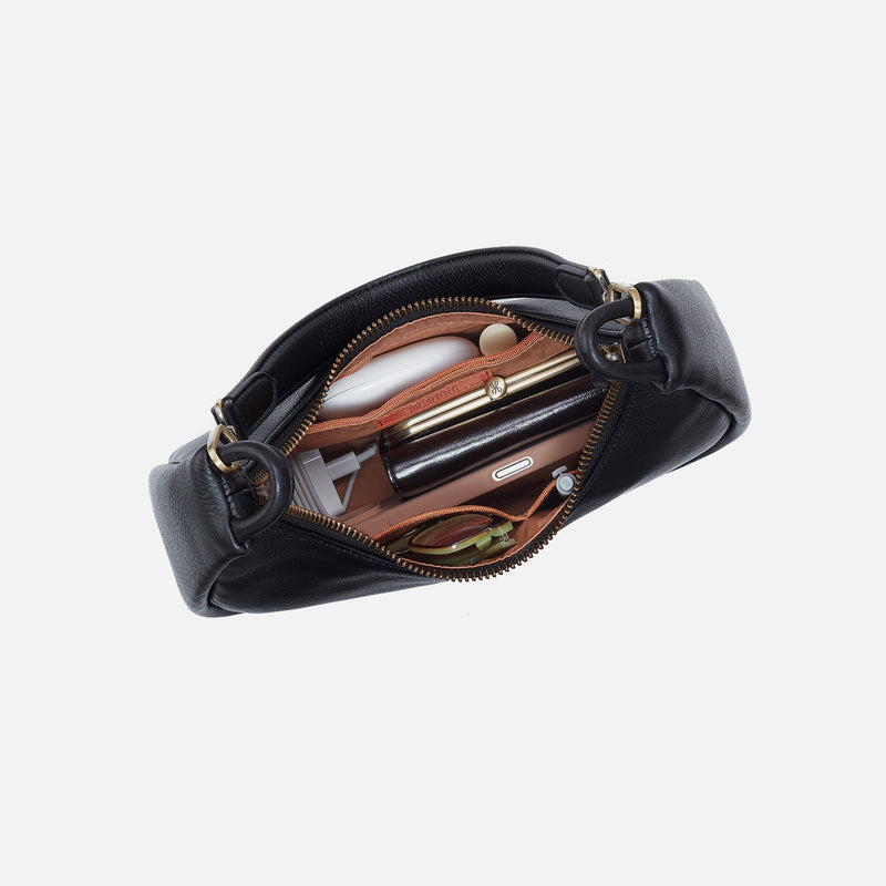 Cass Small Shoulder In Pebbled Leather - Black