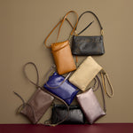 Darcy Crossbody in Metallic Leather - Pewter Spur