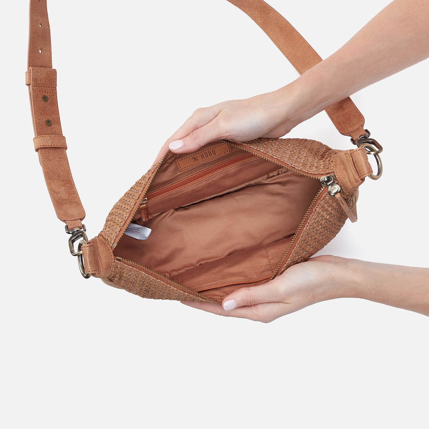 Knox Sling in Raffia With Leather Trim - Sepia