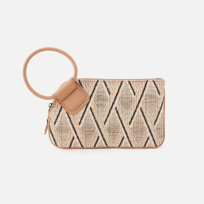 Sable Wristlet In Multi Weave With Leather Trim - Cream Raffia