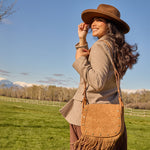 Kiva Large Crossbody in Suede Leather - Barley