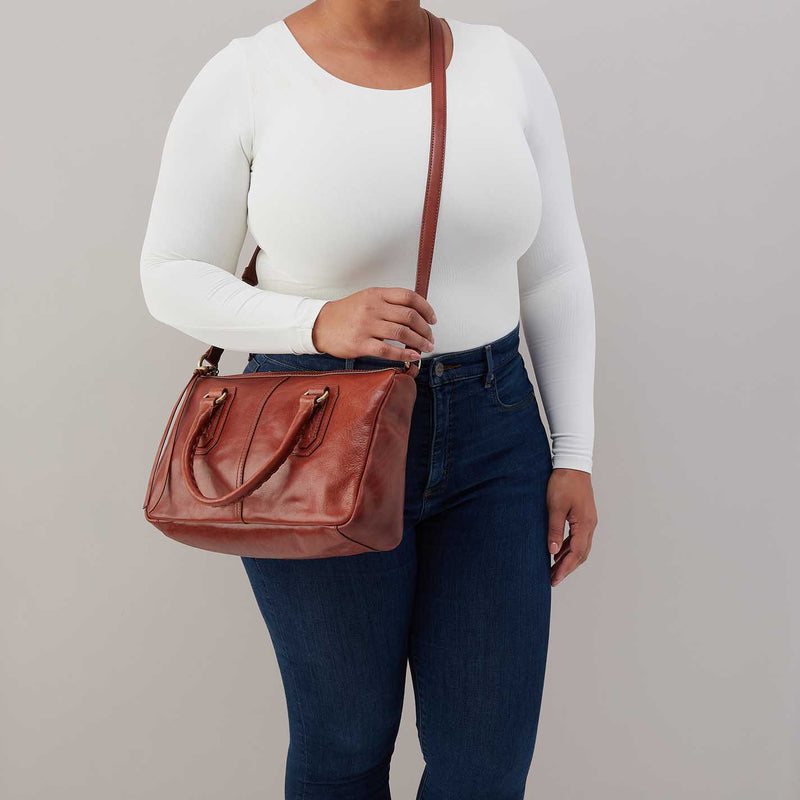 Expedition Satchel in Patina Leather - Pecan Ridge