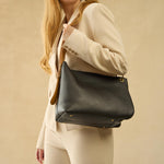 Rayna Shoulder Bag in Double-Faced Leather - Black