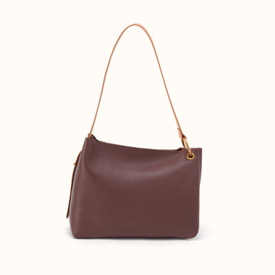 Rayna Shoulder Bag In Double-Faced Leather - Dark Earth
