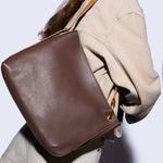 Rayna Shoulder Bag In Double-Faced Leather - Dark Earth