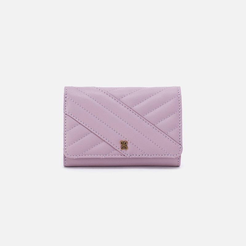 Jill Trifold Wallet in Quilted Silk Napa Leather - Lavender