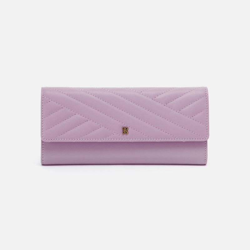 Jill Large Trifold Wallet in Quilted Silk Napa Leather - Lavender