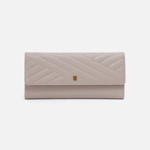 Jill Large Trifold Wallet in Quilted Silk Napa Leather - Warm Grey