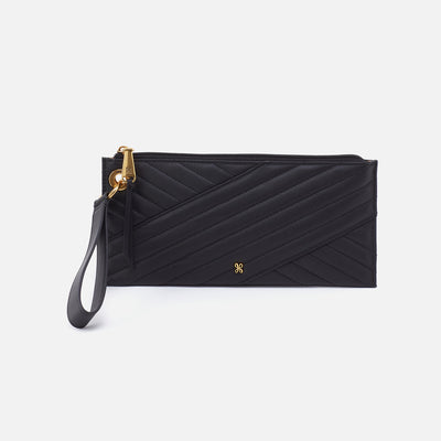 Vida Wristlet in Quilted Silk Napa Leather - Black
