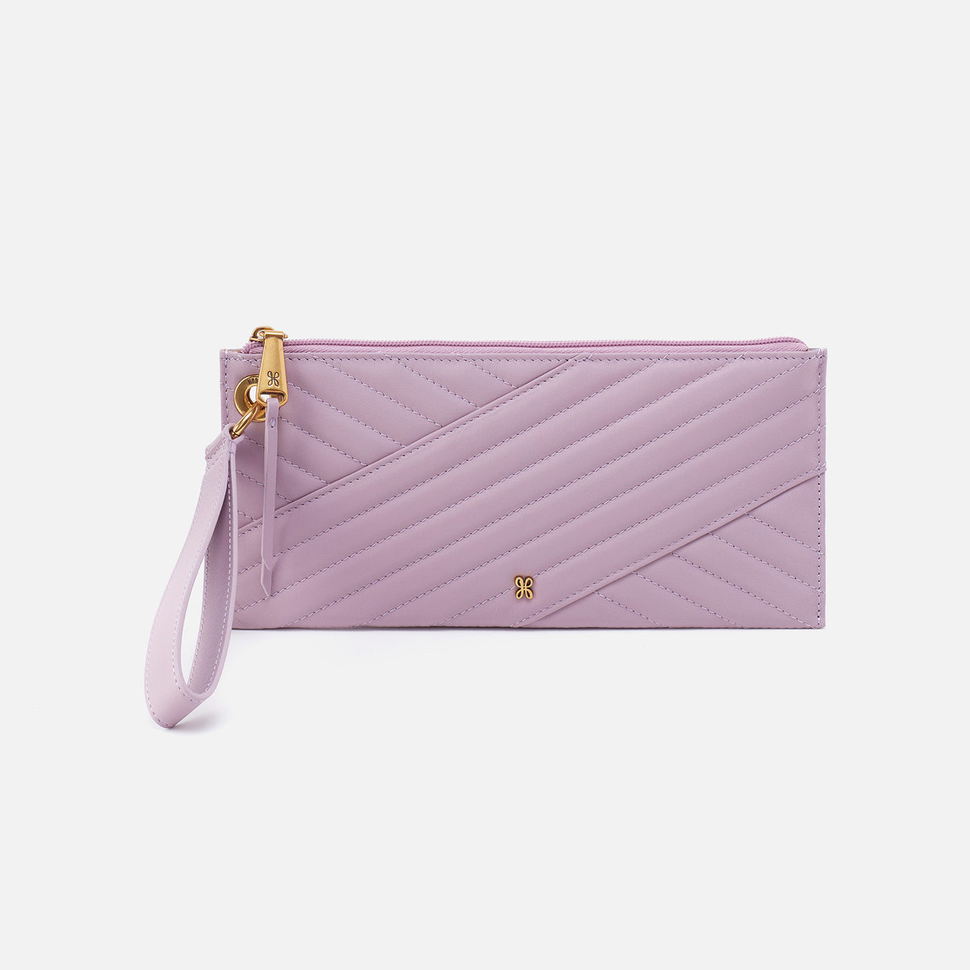 Vida Wristlet in Quilted Silk Napa Leather - Lavender