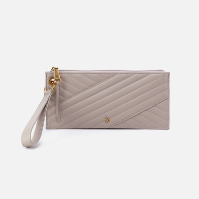 Vida Wristlet in Quilted Silk Napa Leather - Warm Grey