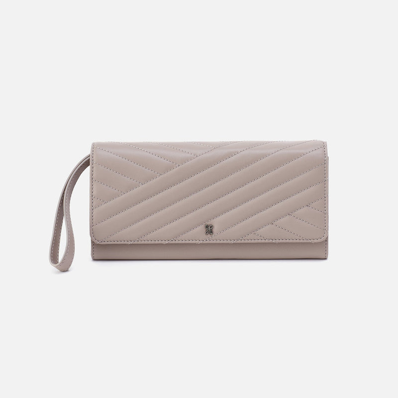 Wander Wallet Wristlet in Quilted Soft Leather - Warm Grey