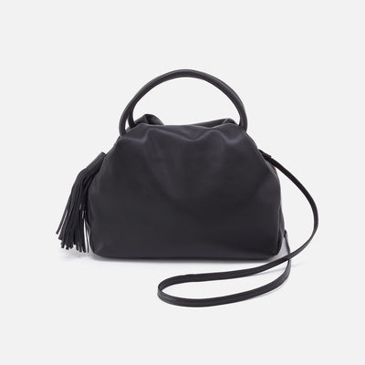Darling Small Satchel in Silk Napa Leather - Black With Tassel