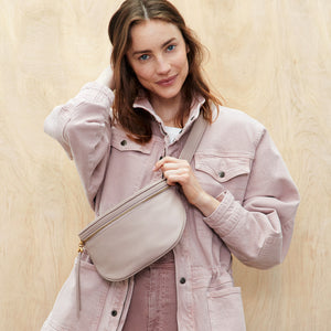 Juno Belt Bag in Silk Napa Leather - Warm Grey