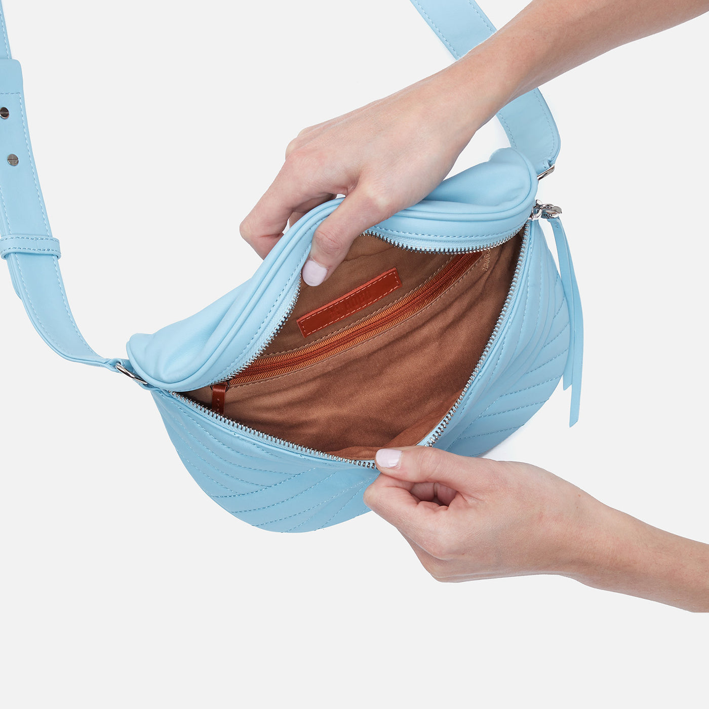 Juno Belt Bag in Quilted Soft Leather - Aquamarine