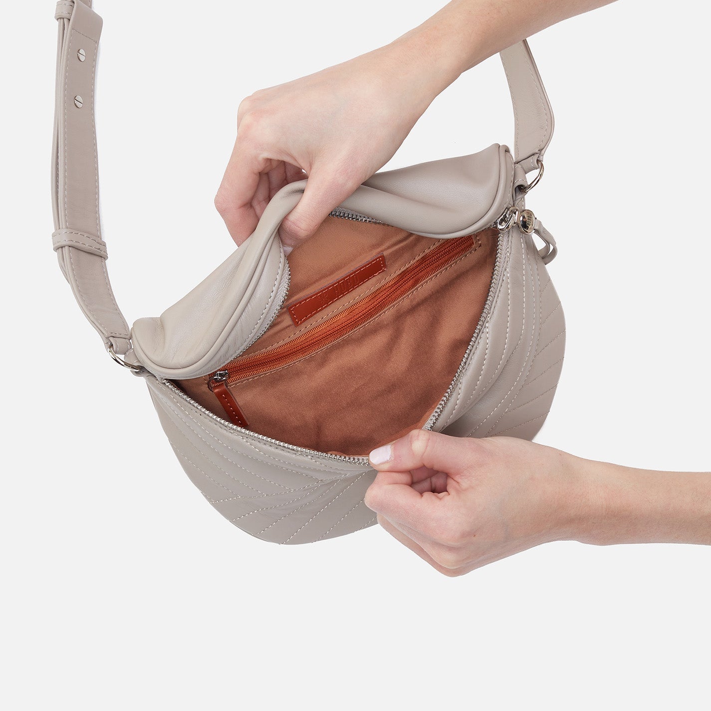 Juno Belt Bag in Quilted Soft Leather Warm Grey HOBO