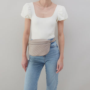 Juno Belt Bag in Quilted Soft Leather - Warm Grey