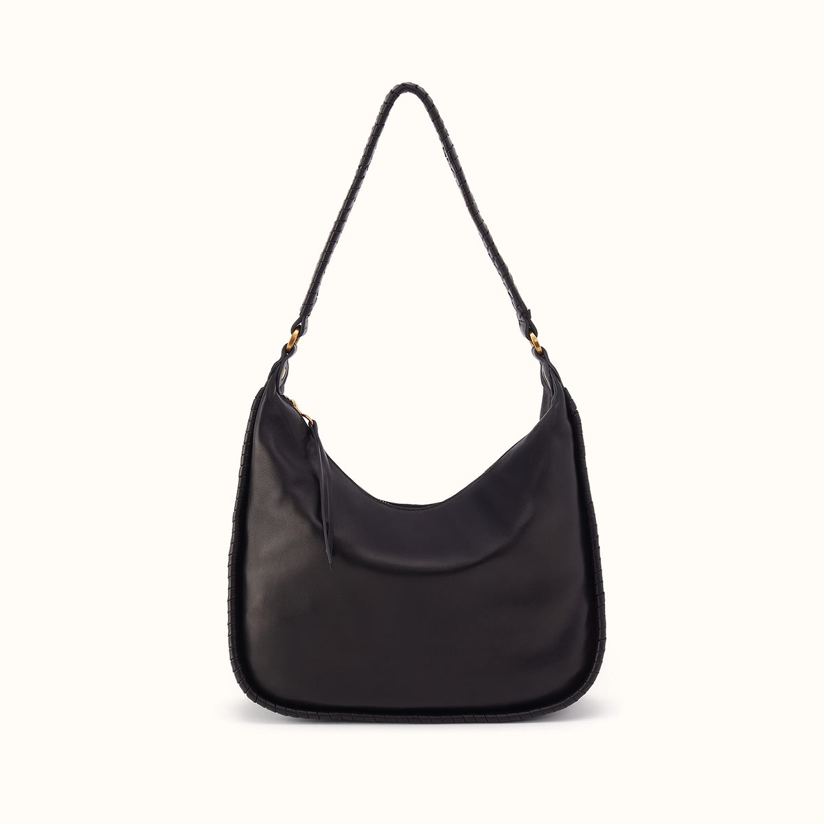 Mia Crescent Large Hobo In Smooth Leather - Black
