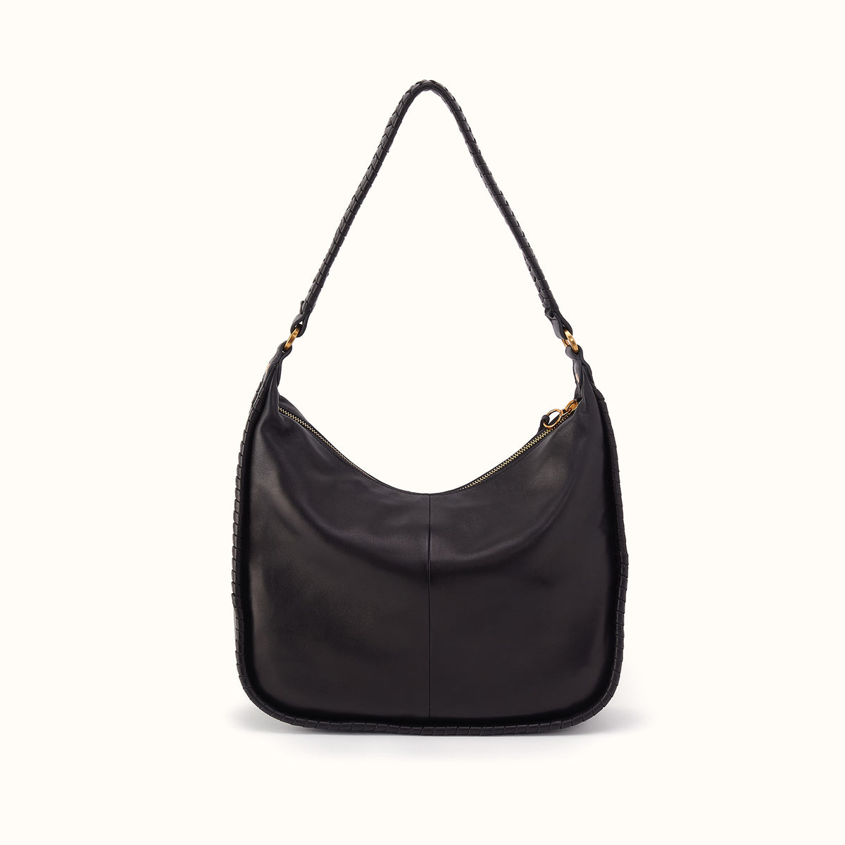 Mia Crescent Large Hobo In Smooth Leather - Black