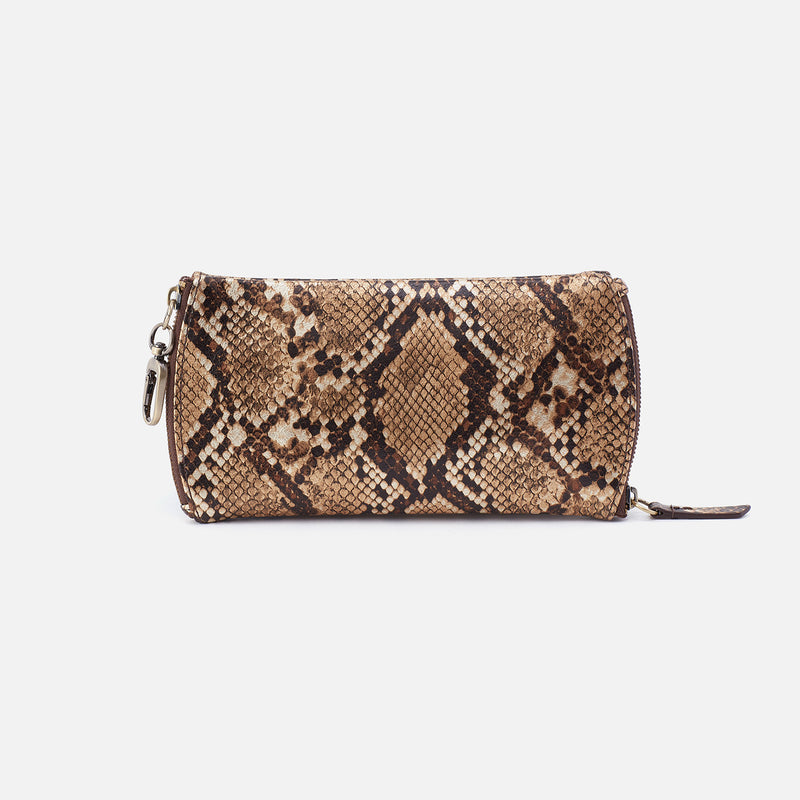 Spark Double Eyeglass Case in Printed Leather - Golden Snake