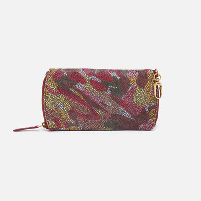 Spark Double Eyeglass Case in Printed Leather - Abstract Foliage