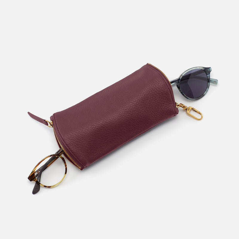 Spark Double Eyeglass Case in Pebbled Leather - Mulberry Glaze