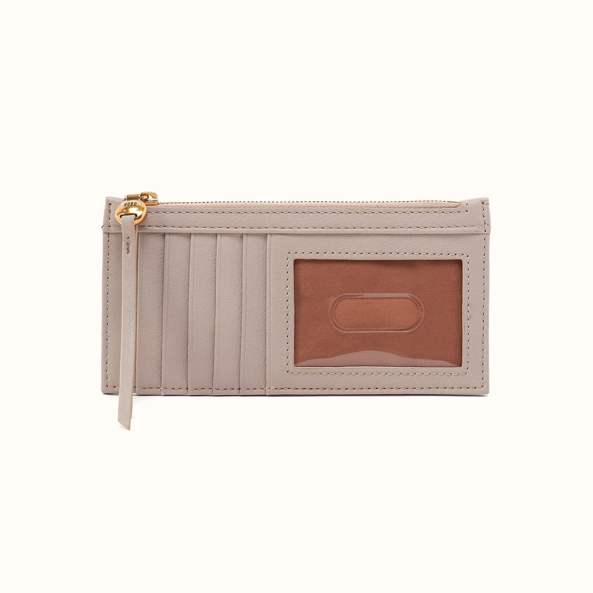Carte Card Case In Pebbled Leather - Taupe- FOL