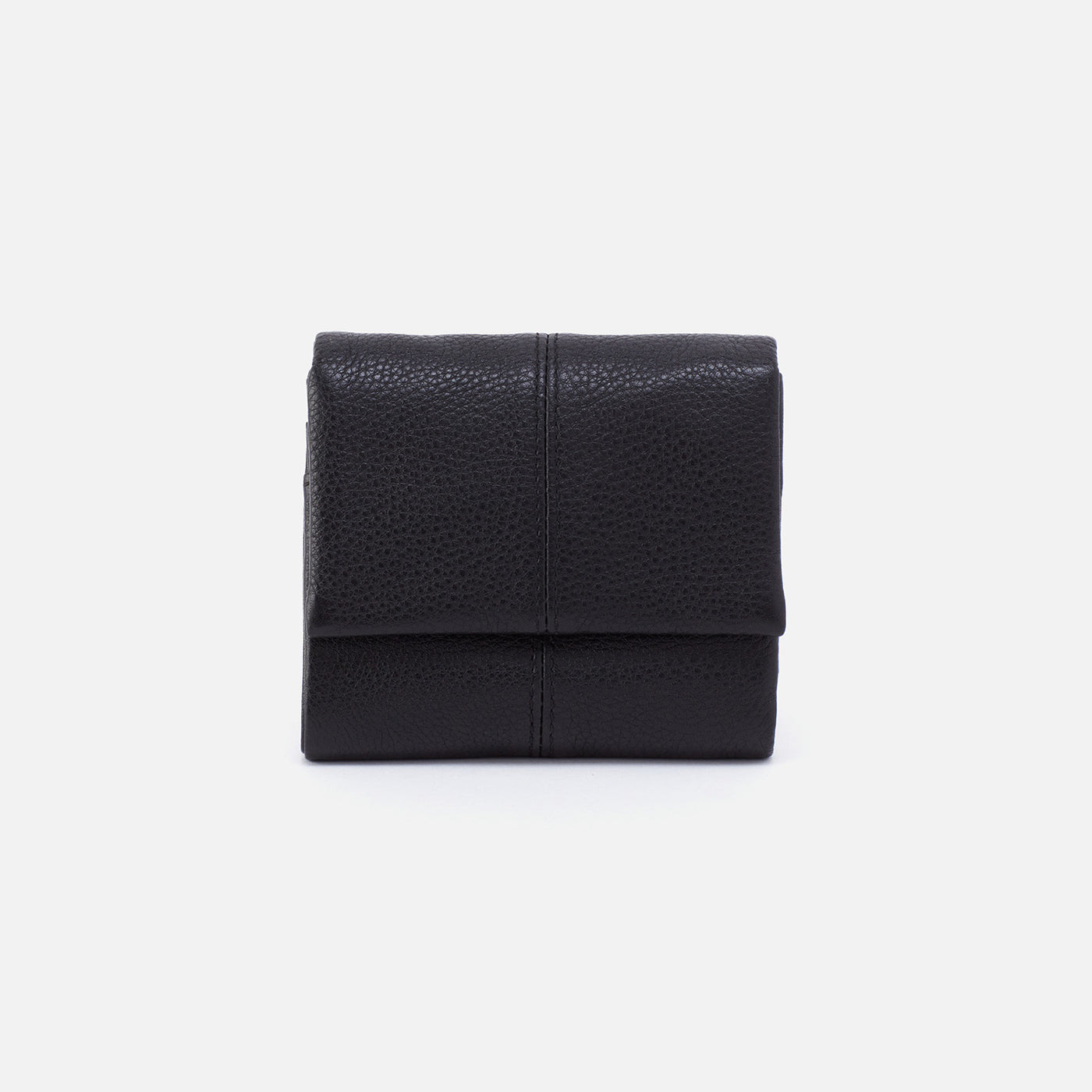 Keen Mini Trifold Compact Wallet in Pebbled Leather - Black