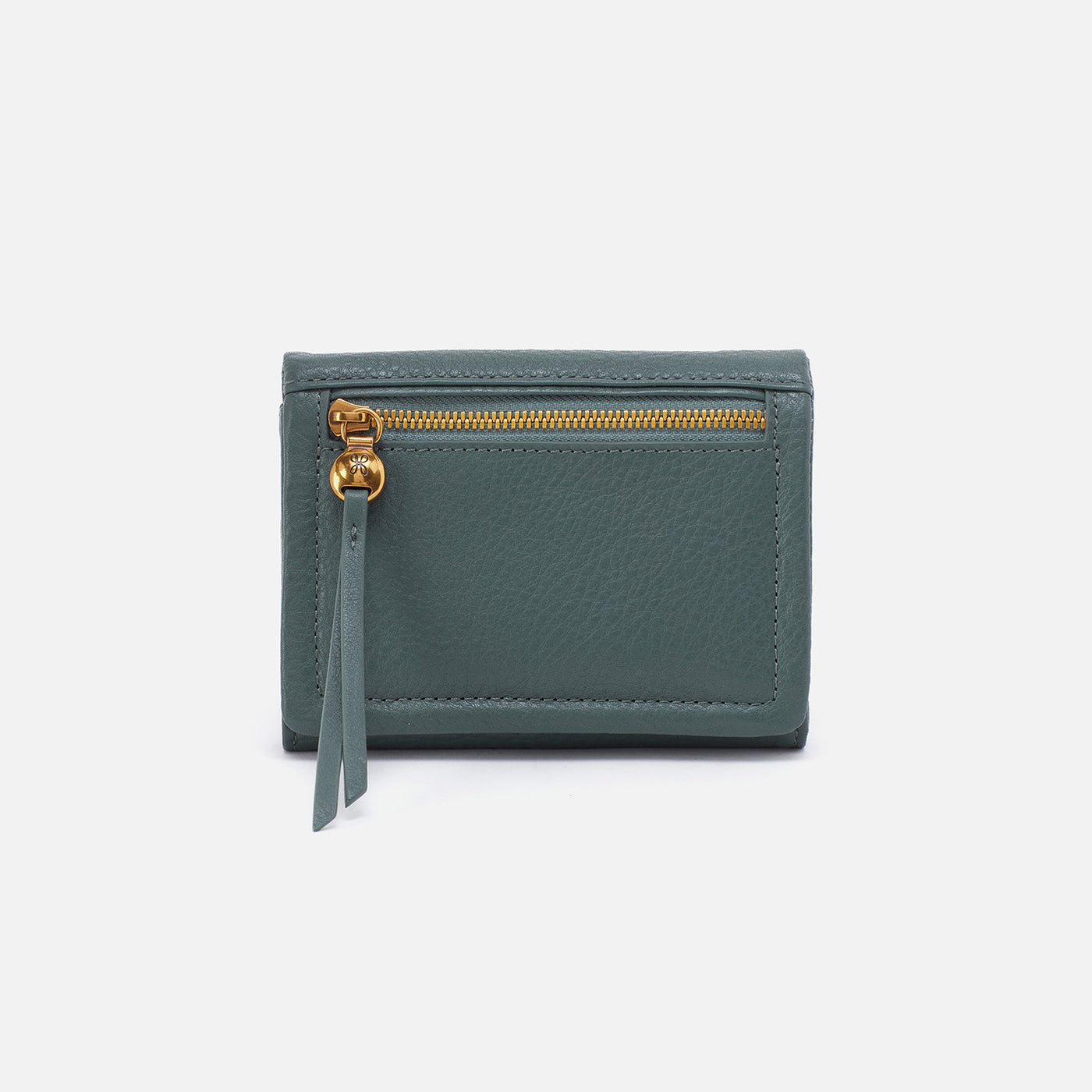 Lumen Medium Bifold Compact Wallet in Pebbled Leather - Sage Leaf