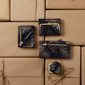 Lumen Medium Bifold Compact Wallet in Printed Leather - Shooting Stars