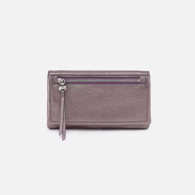 Lumen Continental Wallet in Metallic Leather - Pewter Spur