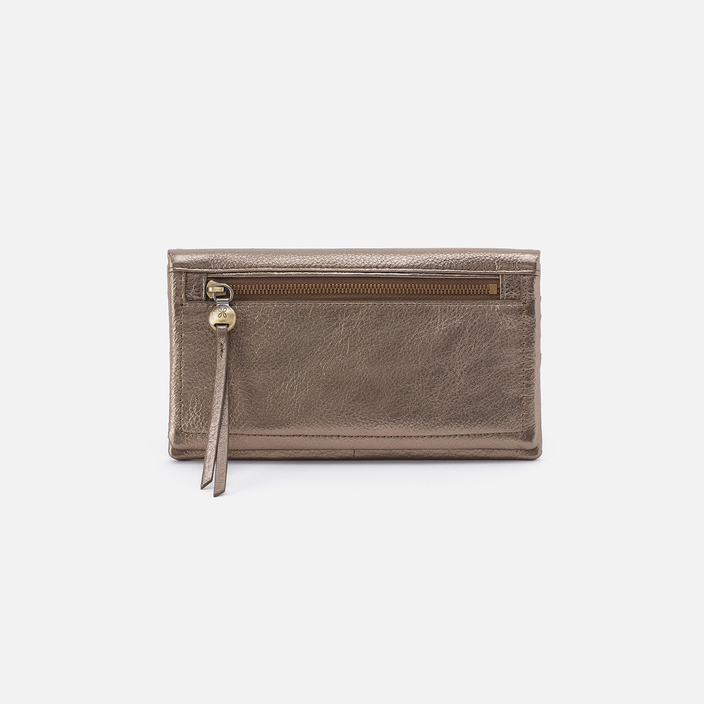 Lumen Continental Wallet in Pebbled Metallic Leather - Pewter