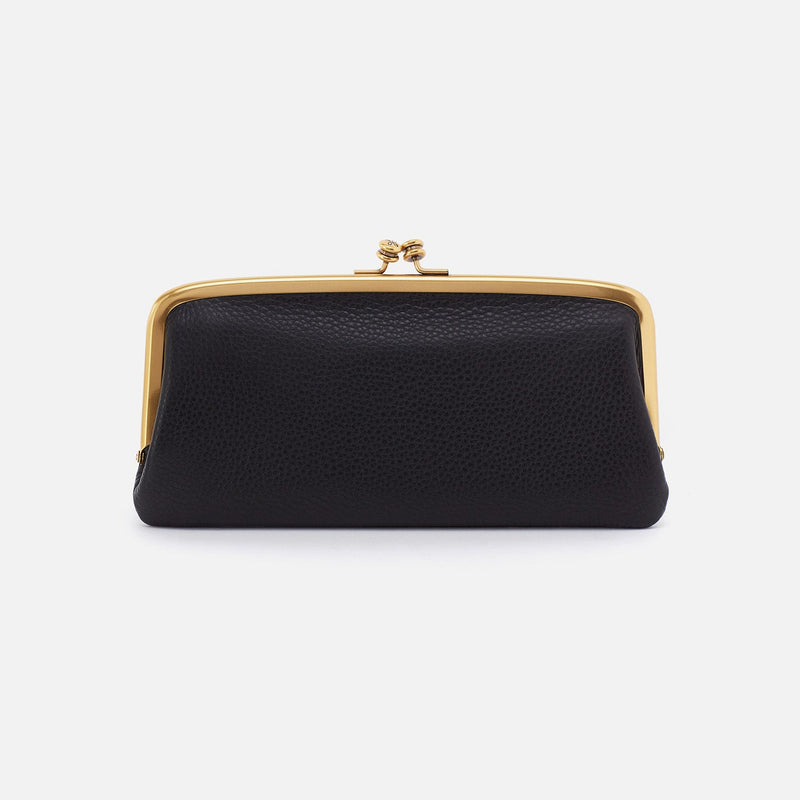 Cora Large Frame Wallet in Pebbled Leather - Black