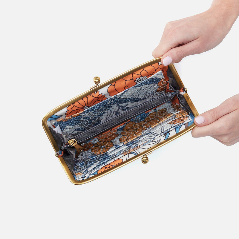 Cora Large Frame Wallet in Pebbled Leather - Black