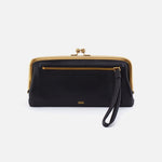Cora Large Frame Wallet in Pebbled Leather - Black