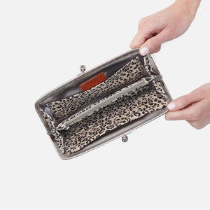 Cora Large Frame Wallet in Printed Leather - Mini Leopard