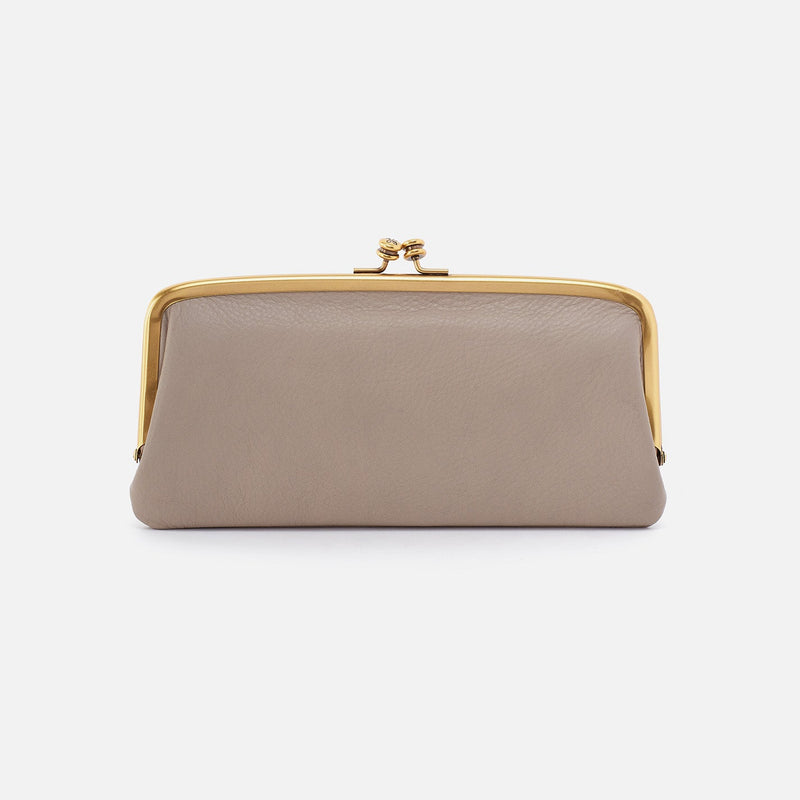 Cora Large Frame Wallet in Pebbled Leather - Taupe